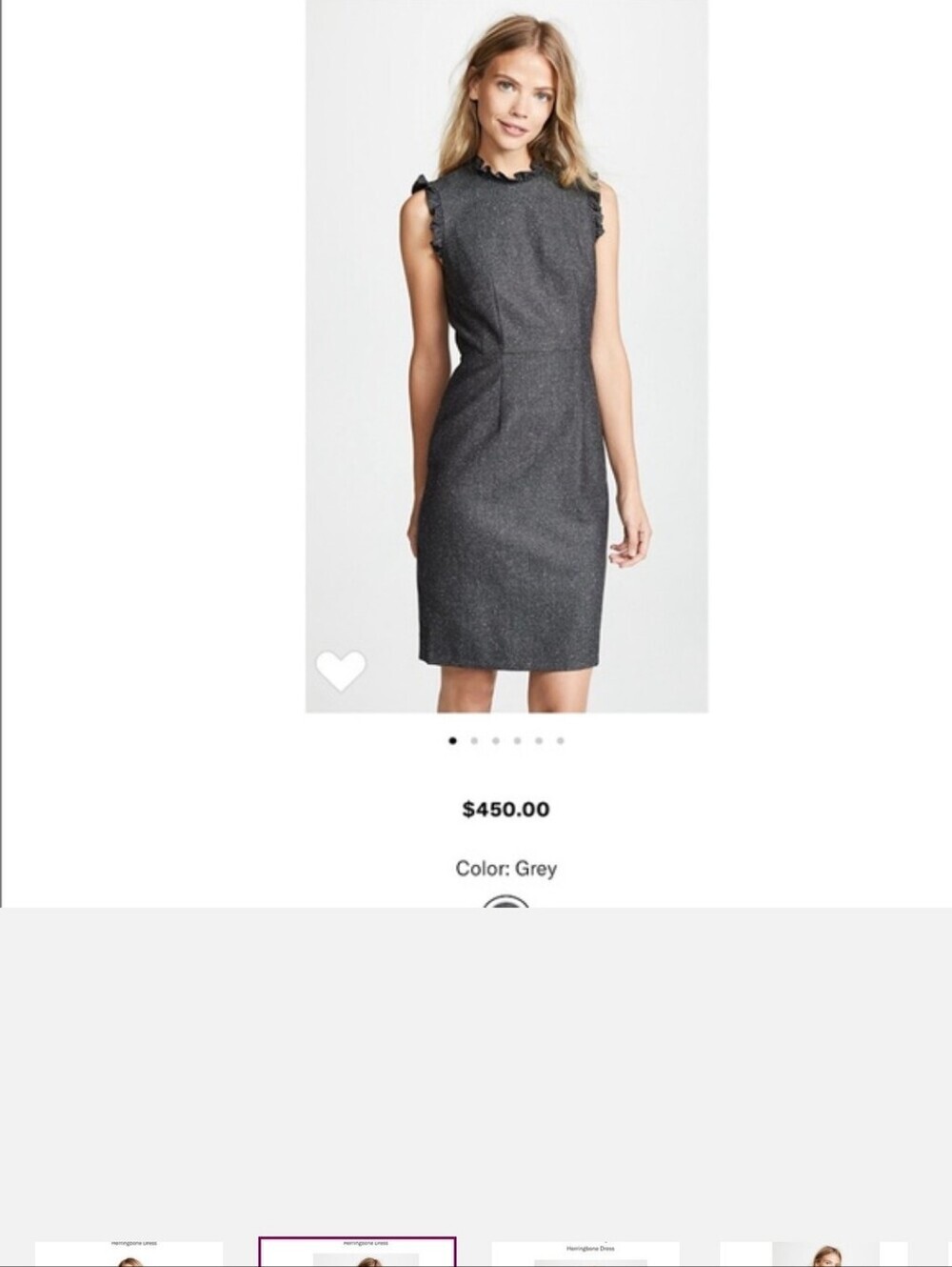 Rebecca Taylor Grey Herringbone Ruffle Sheath Dress - Picture 2 of 10